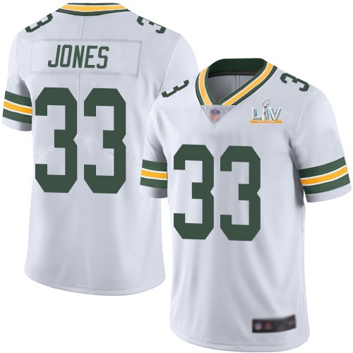 Men's Green Bay Packers #33 Aaron Jones White 2021 Super Bowl LV Stitched Jersey